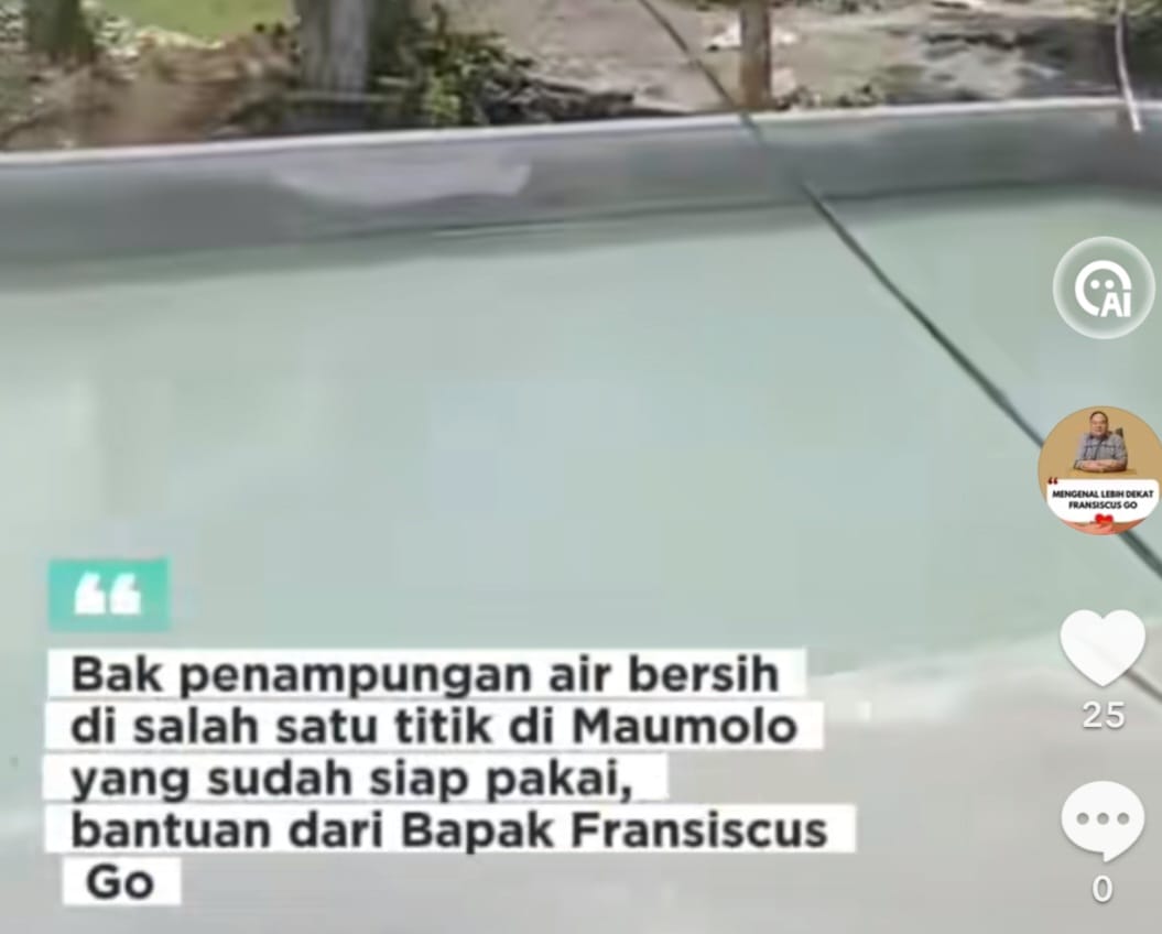 Peduli Kebutuhan Dasar Warga, Fransiscus Go Bantu Bak Penampungan Air di Maumolo